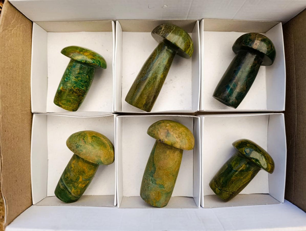 Polished Verdite Mushrooms x 6 From Zimbabwe