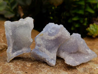 Natural Etched Blue Chalcedony Geode Specimens x 35 From Nsanje, Malawi