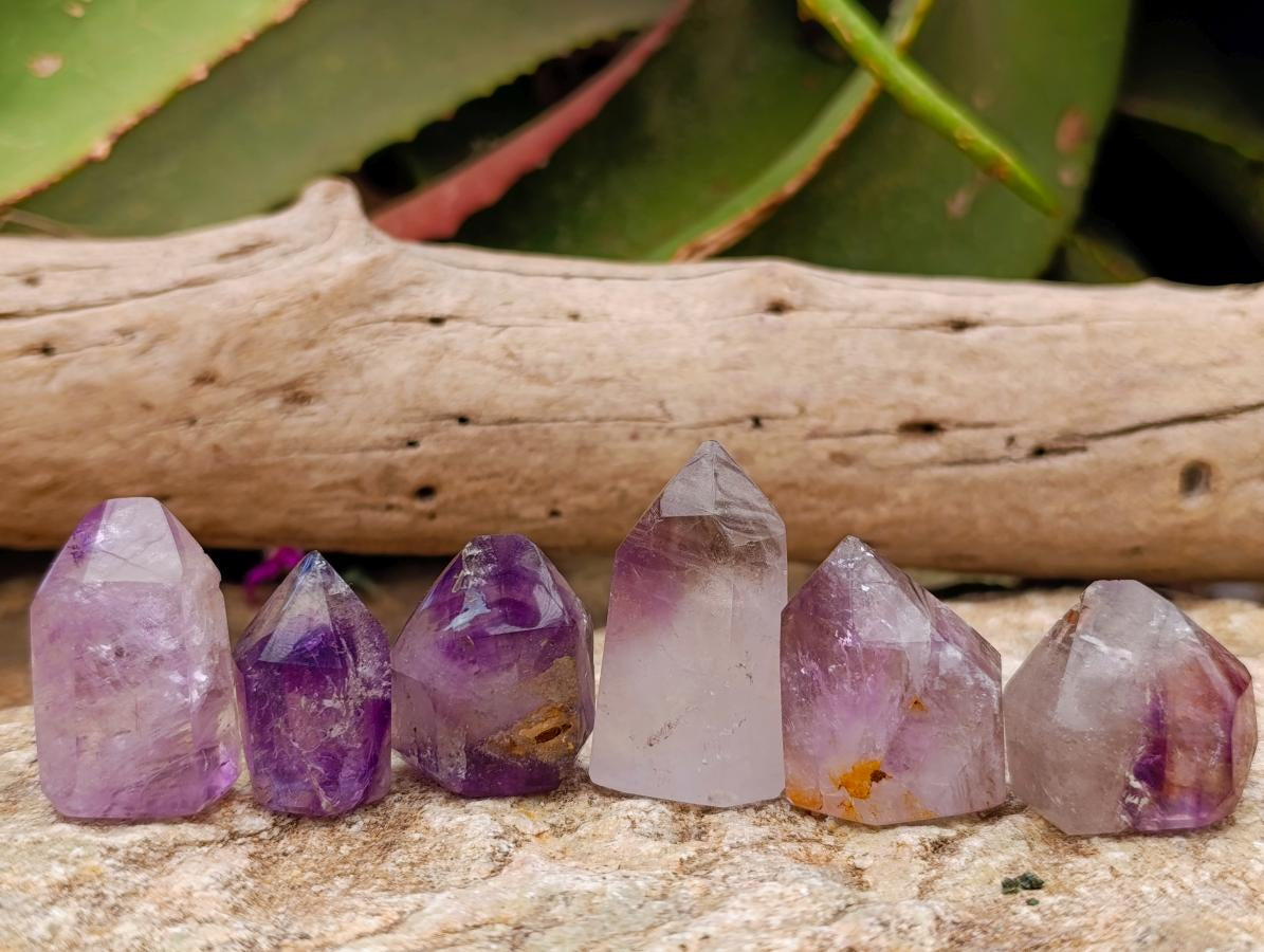Polished Window Amethyst Crystals x 20 From Akansobe, Madagascar