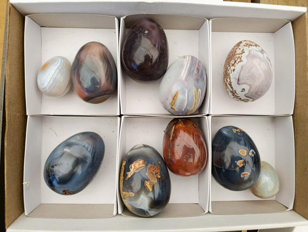 Polished Red Shashe River Agate Eggs x 9 From Shashe River, Zimbabwe - Toprock Gemstones and Minerals 