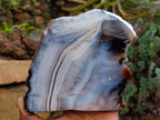 Polished On One Side Banded Agate Standing Display Piece x 1 From Madagascar