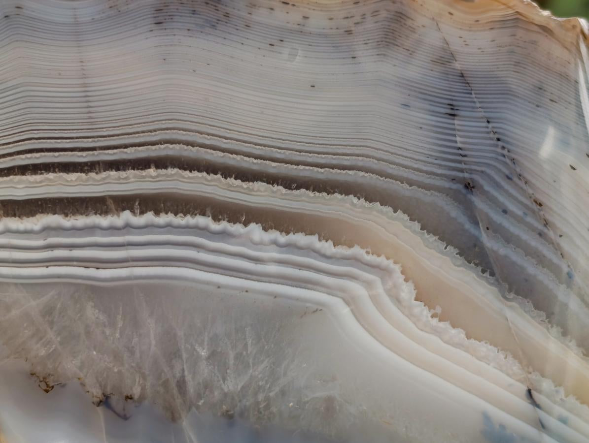 Polished On One Side Banded Agate Standing Display Piece x 1 From Madagascar