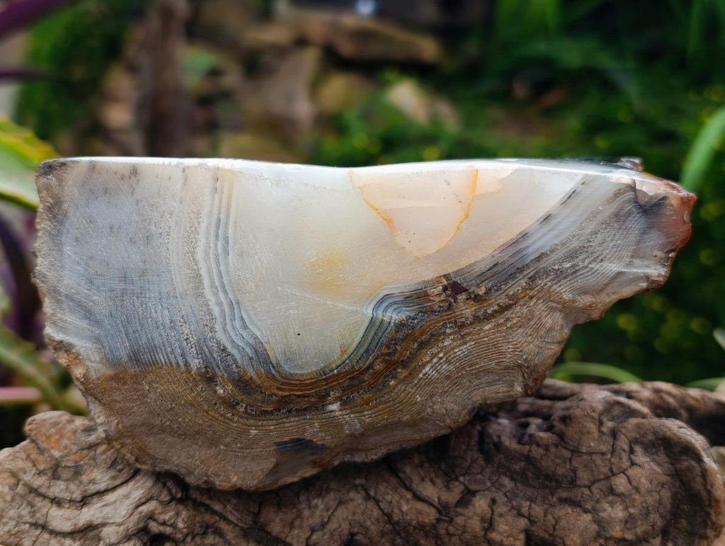Polished On One Side Banded Agate Standing Display Piece x 1 From Madagascar