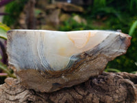 Polished On One Side Banded Agate Standing Display Piece x 1 From Madagascar