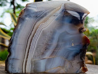 Polished On One Side Banded Agate Standing Display Piece x 1 From Madagascar