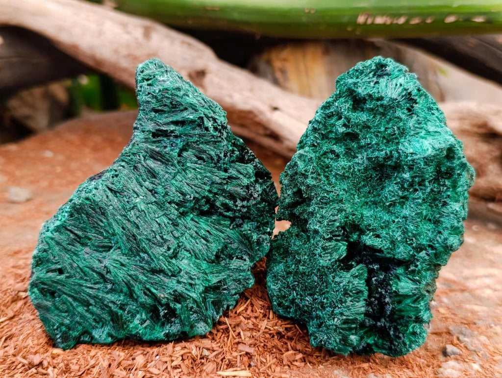 Natural Silky Malachite Specimens x 4 From Kasompe, Congo
