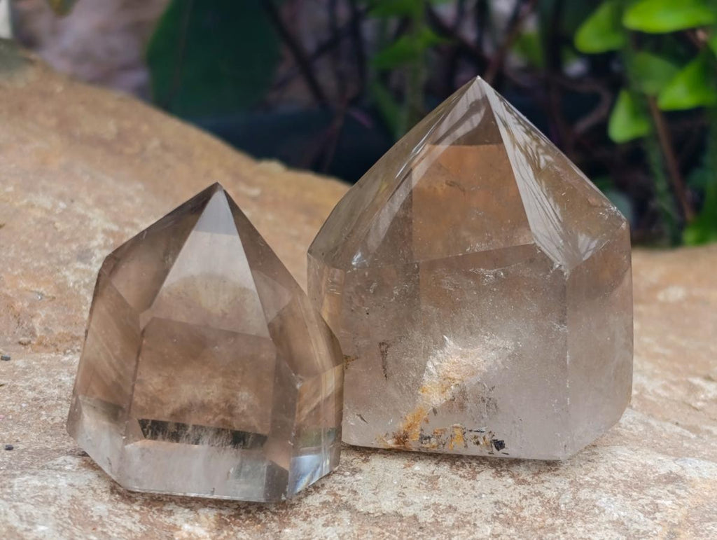 Polished Smokey Phantom Quartz Crystals x 12 From Anjozorobe, Madagascar