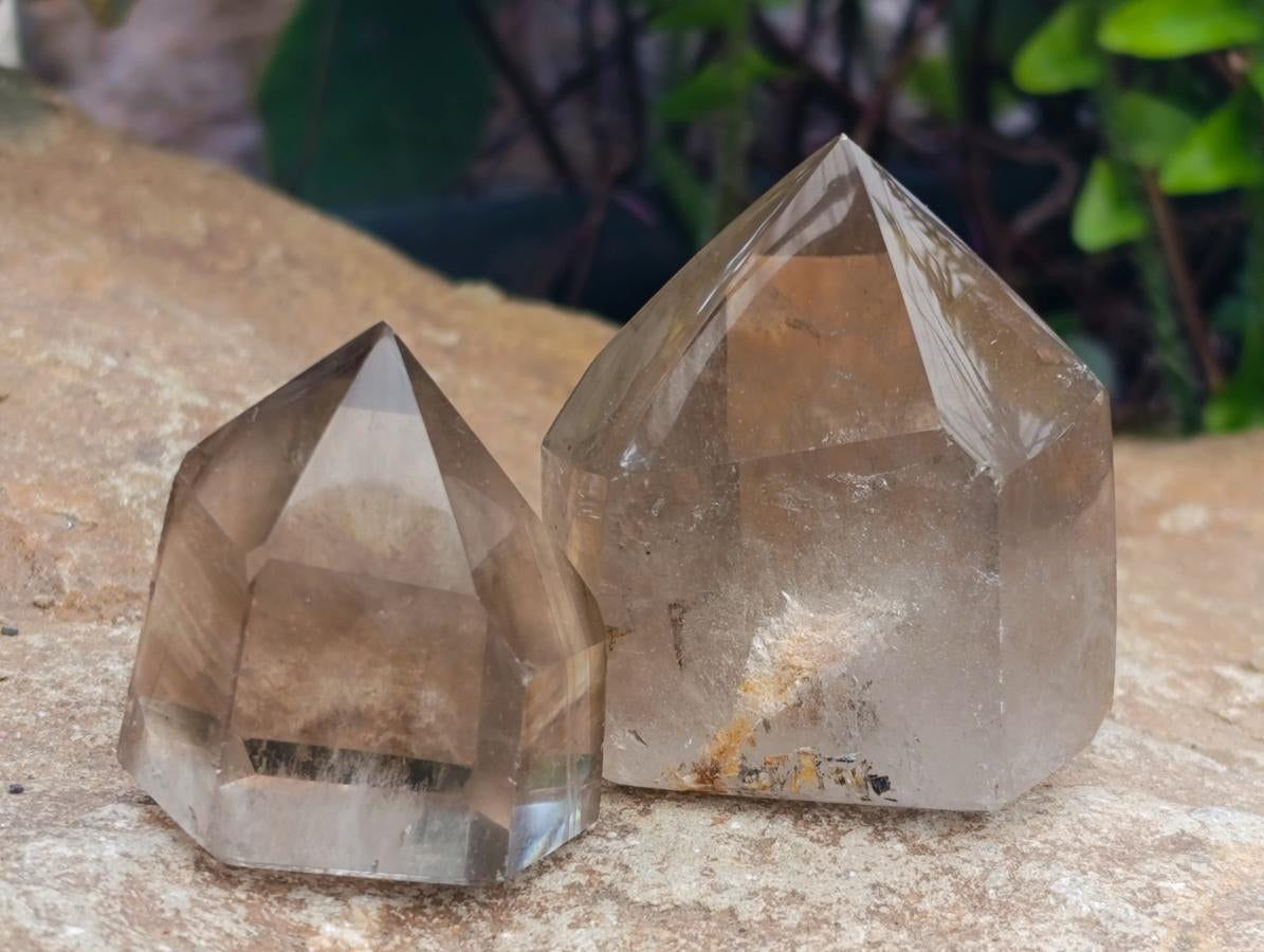 Polished Smokey Phantom Quartz Crystals x 12 From Anjozorobe, Madagascar