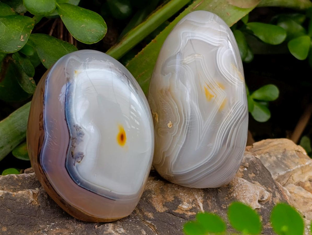 Polished Banded Agate Standing Free Forms x 6 From Madagascar