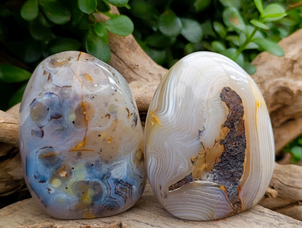 Polished Banded Agate Standing Free Forms x 6 From Madagascar