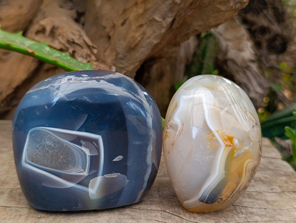 Polished Banded Agate Standing Free Forms x 6 From Madagascar