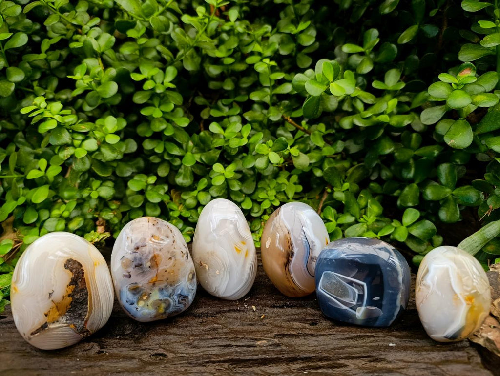 Polished Banded Agate Standing Free Forms x 6 From Madagascar