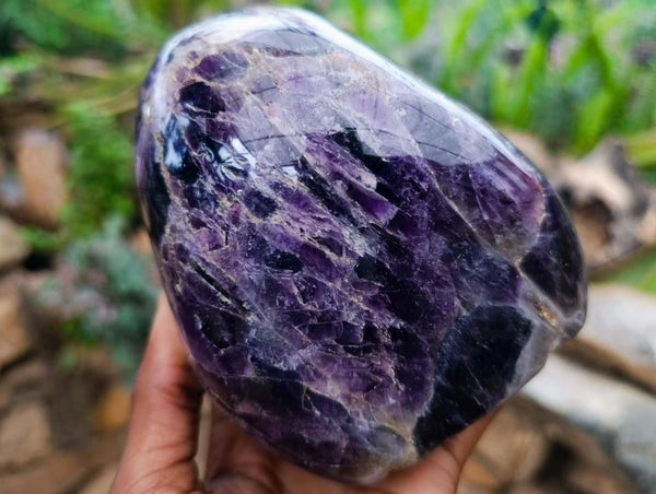 Polished Chevron Amethyst Standing Free Form x 1 From Zambia
