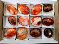 Polished Carnelian Agate Gemstone Galets x 12 From Madagascar