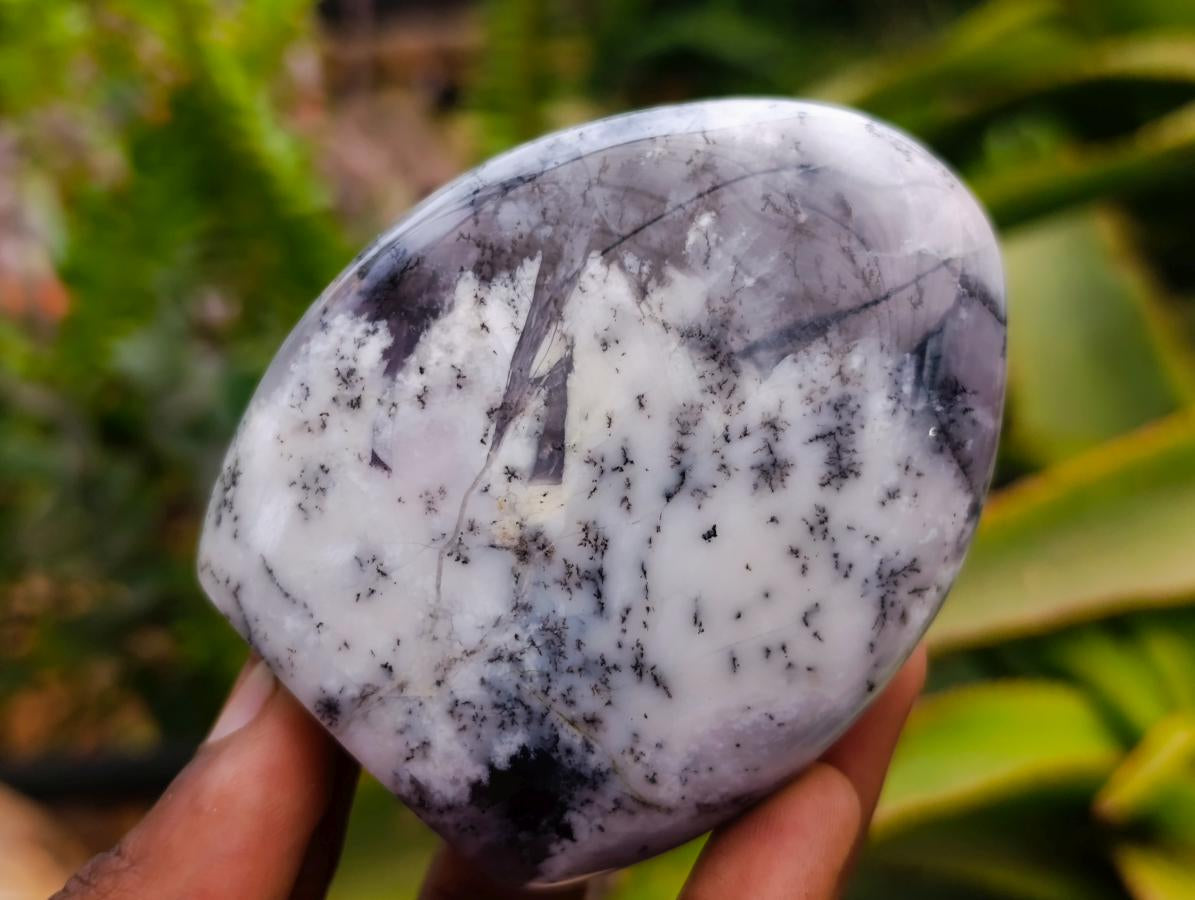Polished Dendritic Opal Standing Free Forms x 3 From Moralambo, Madagascar