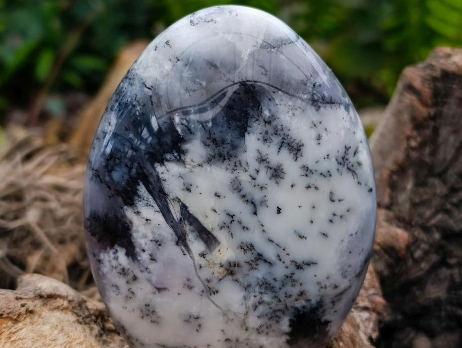 Polished Dendritic Opal Standing Free Forms x 3 From Moralambo, Madagascar