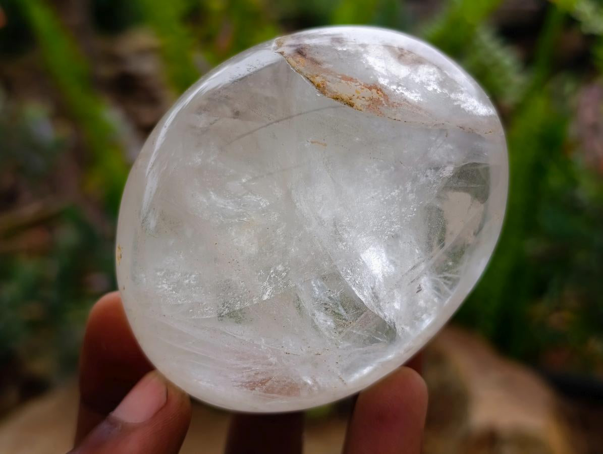 Polished Rock Crystal Palm Stones x 12 From Amoron’i Mania Madagascar