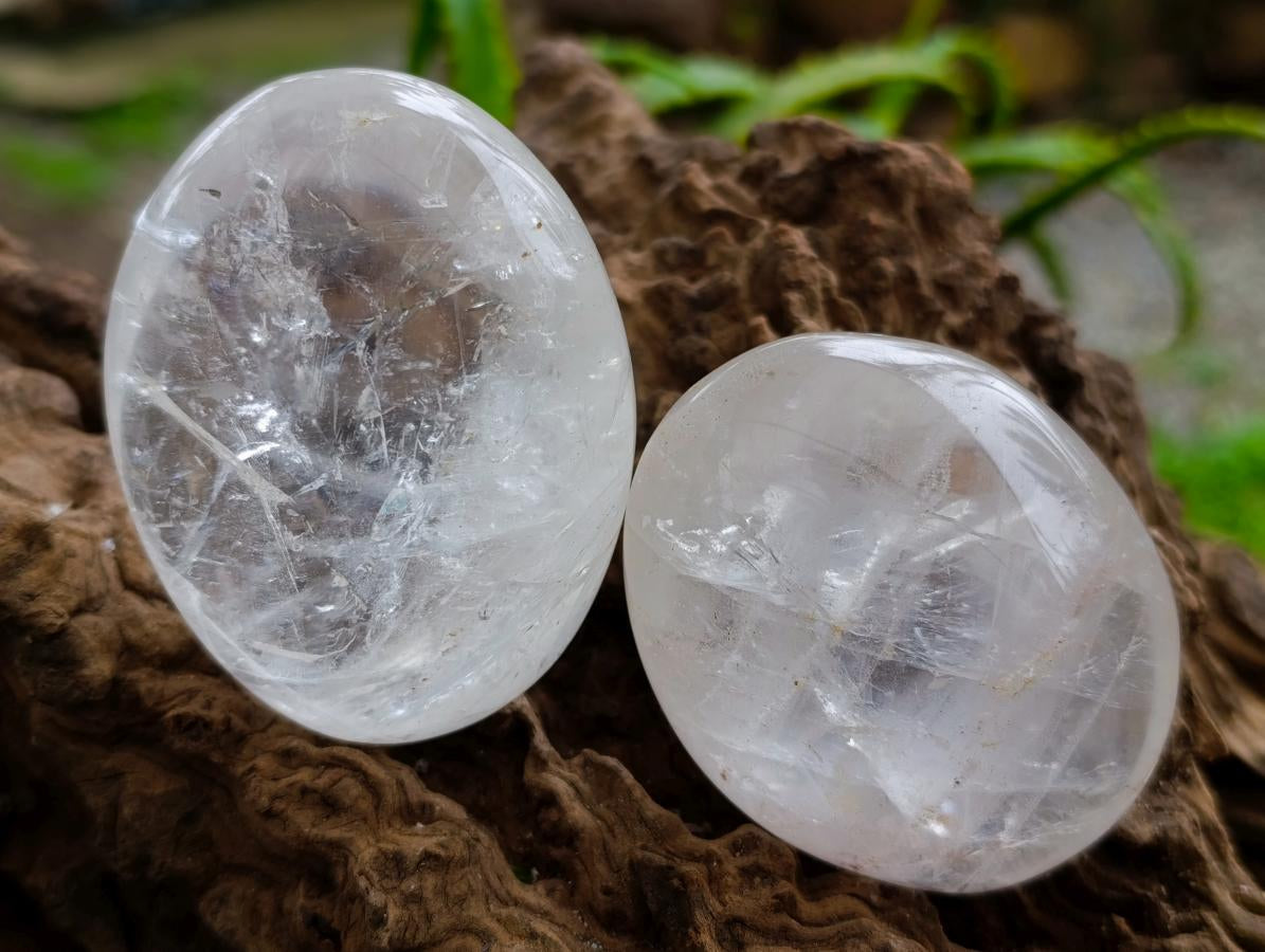 Polished Rock Crystal Palm Stones x 12 From Amoron’i Mania Madagascar