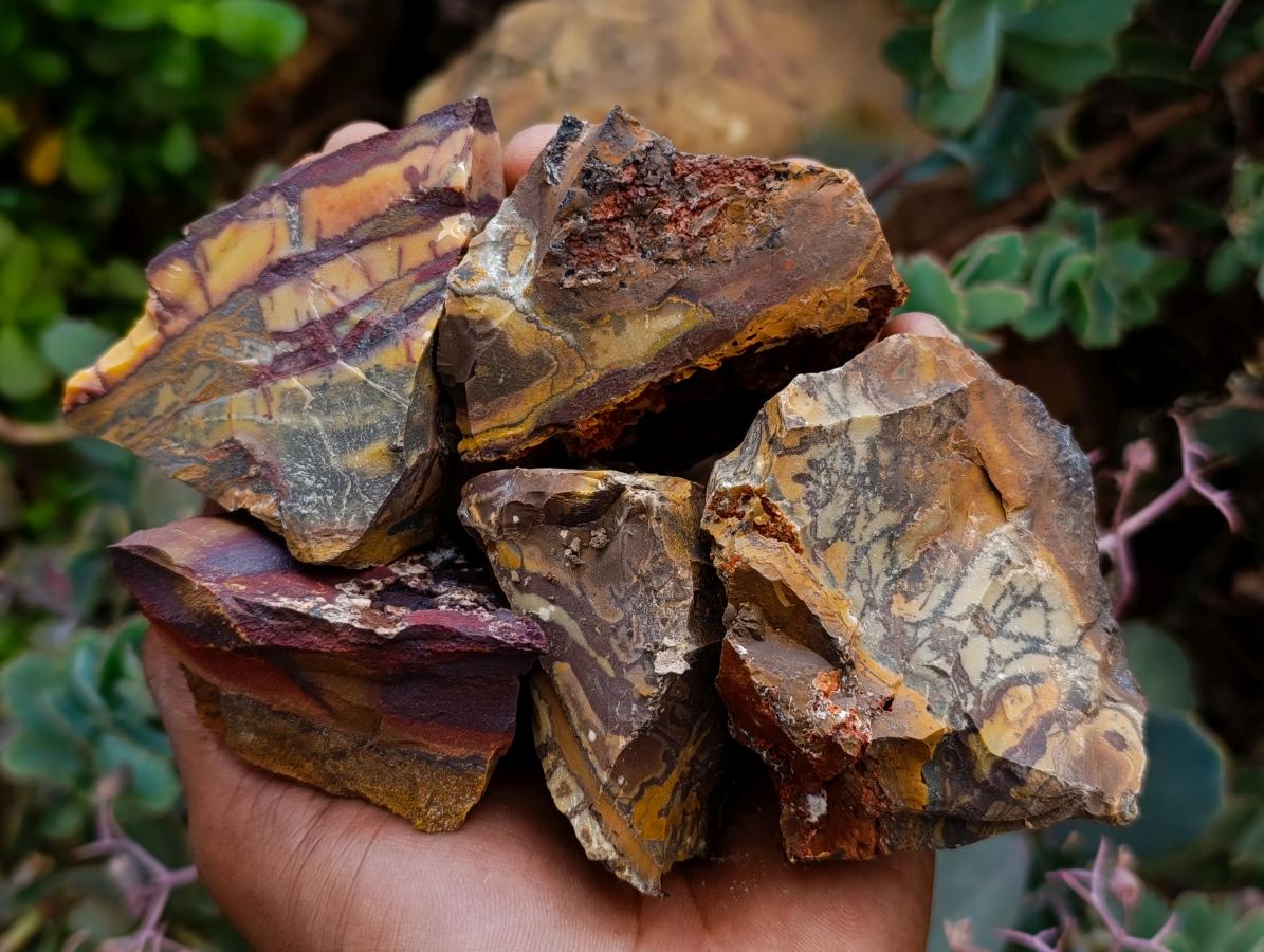 Natural Nguni Jasper Cobbed Specimens x 24 From Northern Cape, South Africa