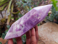 Polished Lepidolite Double Terminated Crystals x 6 From Zimbabwe