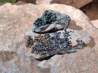 Natural Libethenite Crystals On Dolomite Matrix Specimens x 6 From Shituru, Congo