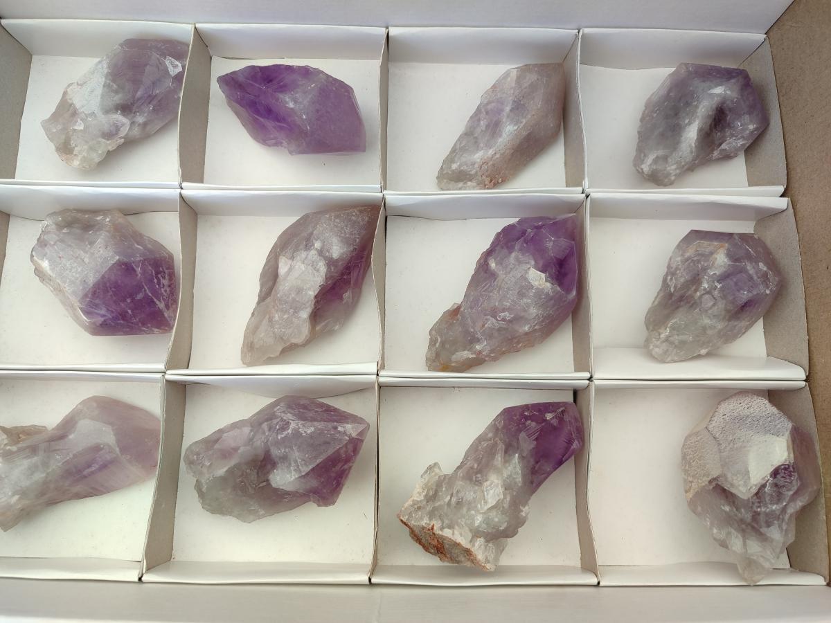Natural Jacaranda Amethyst Single Crystals x 12 From Mumbwa, Zambia