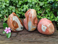 Polished On One Side Polychrome Jasper Nodules x 3 From NW Coast, Madagascar