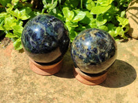 Polished Blue Iolite Water Sapphire Sphere x 2 From Madagascar