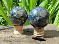 Polished Blue Iolite Water Sapphire Sphere x 2 From Madagascar