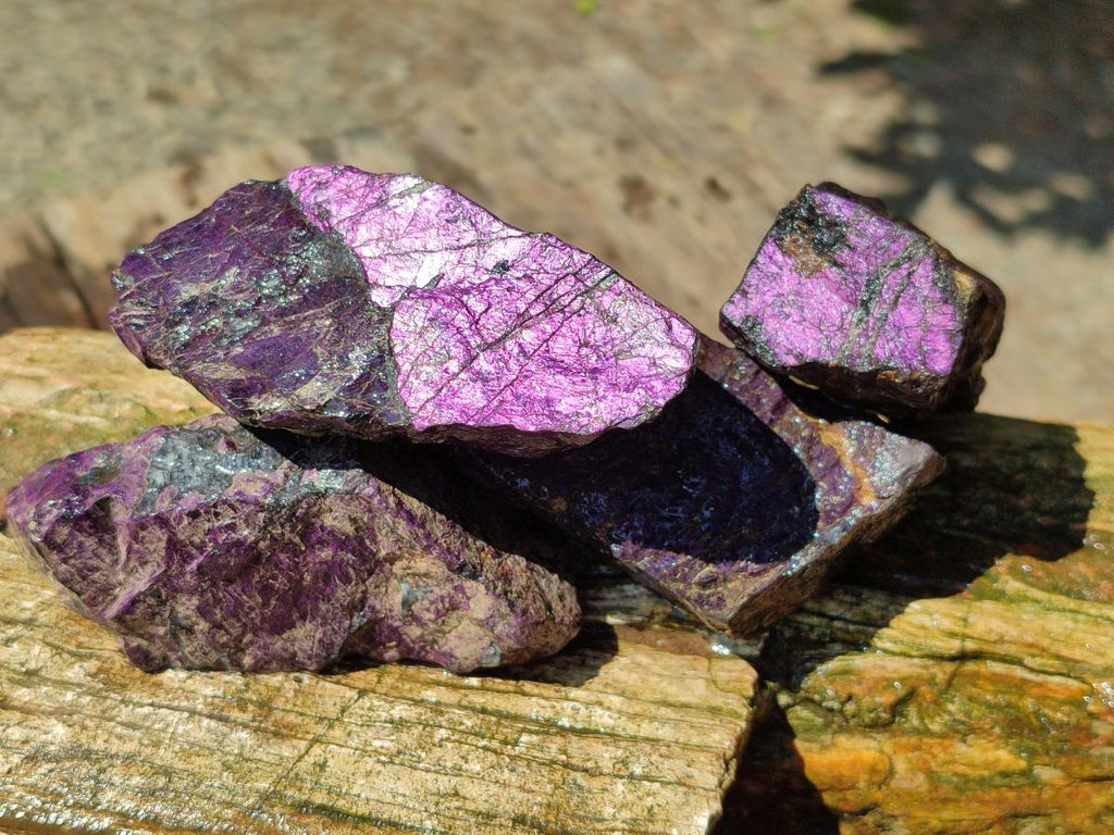 Natural Metallic Cobbed Purpurite Specimens x 12 From Erongo, Namibia