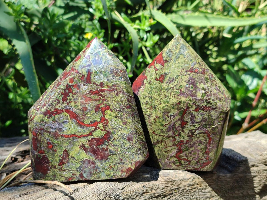 Polished Bastite Dragonsblood Stone Display Crystal x 2 From Tshipise, South Africa