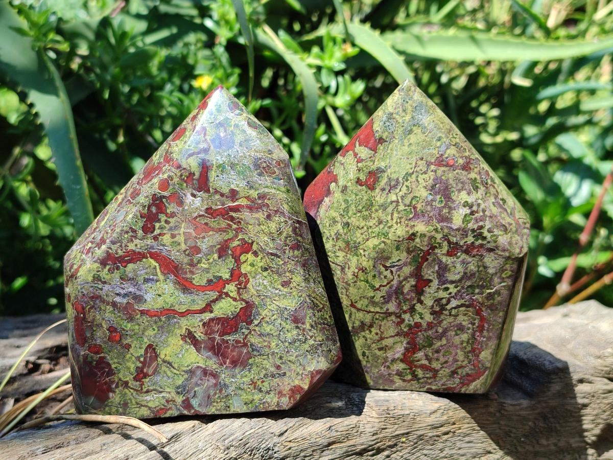 Polished Bastite Dragonsblood Stone Display Crystal x 2 From Tshipise, South Africa
