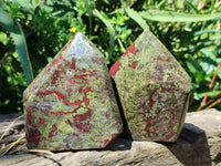 Polished Bastite Dragonsblood Stone Display Crystal x 2 From Tshipise, South Africa