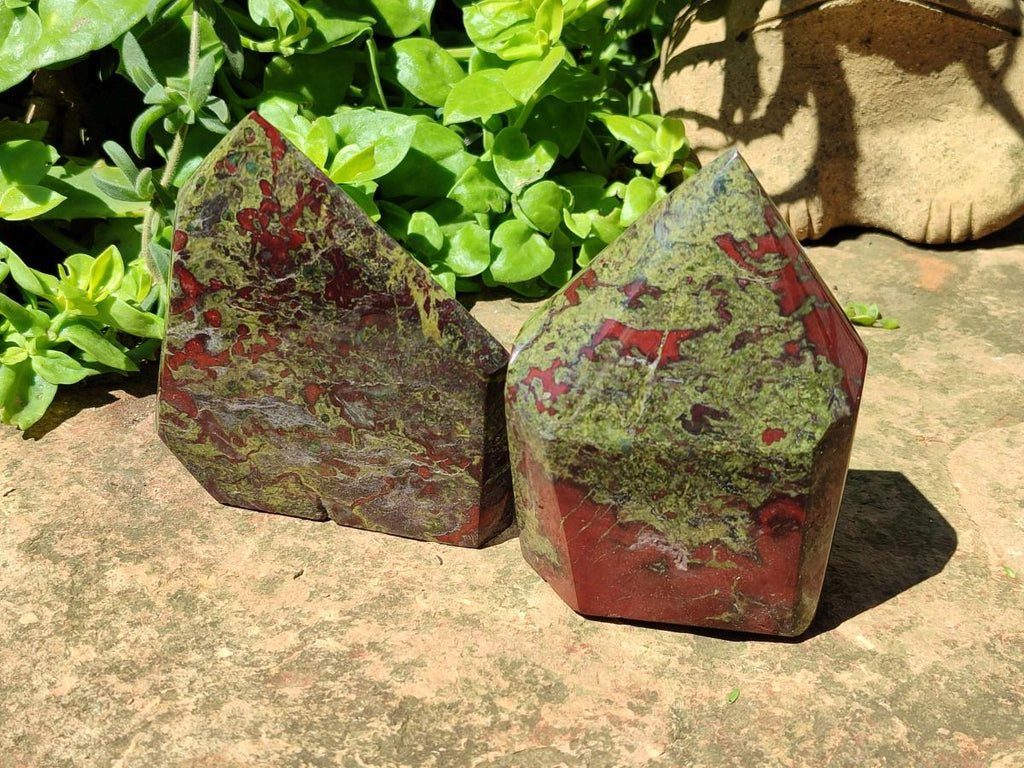 Polished Bastite Dragonsblood Stone Display Crystal x 2 From Tshipise, South Africa