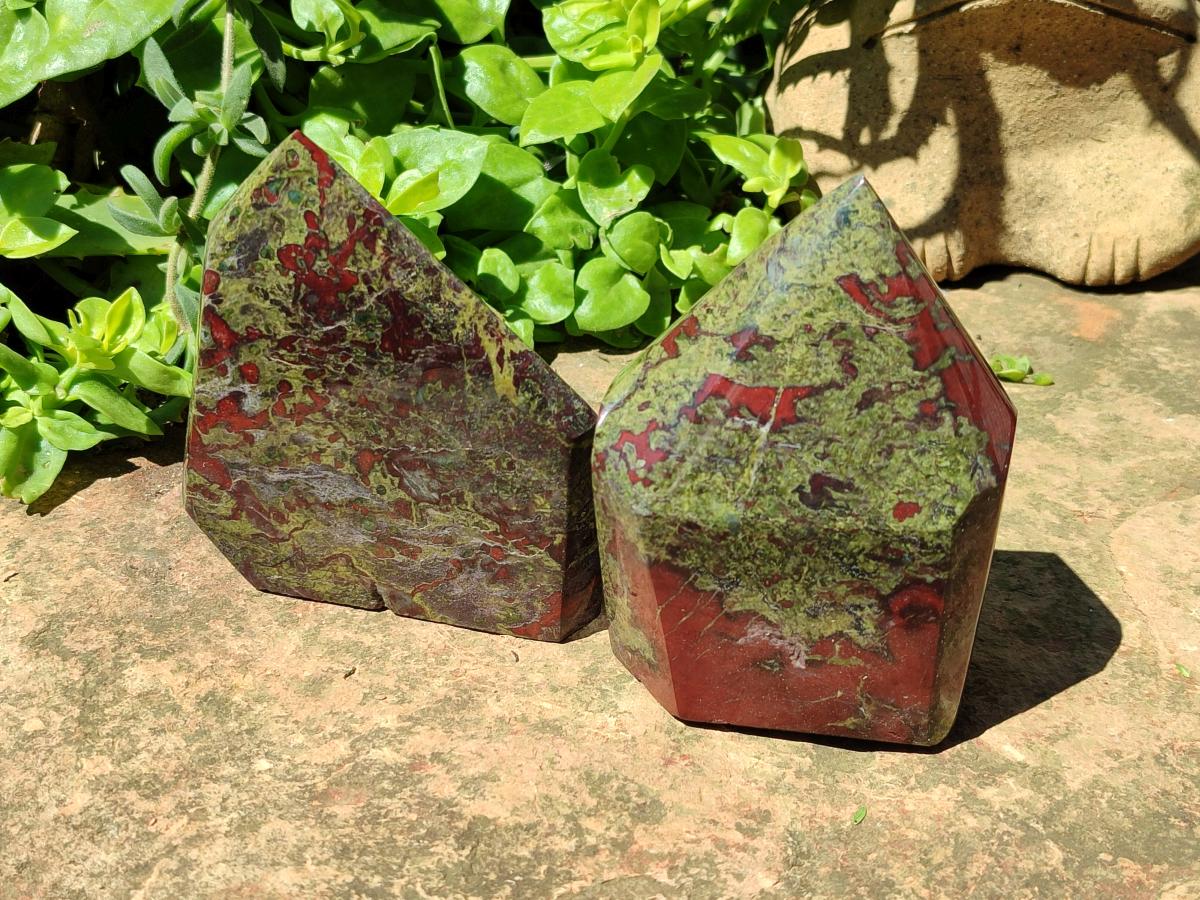 Polished Bastite Dragonsblood Stone Display Crystal x 2 From Tshipise, South Africa