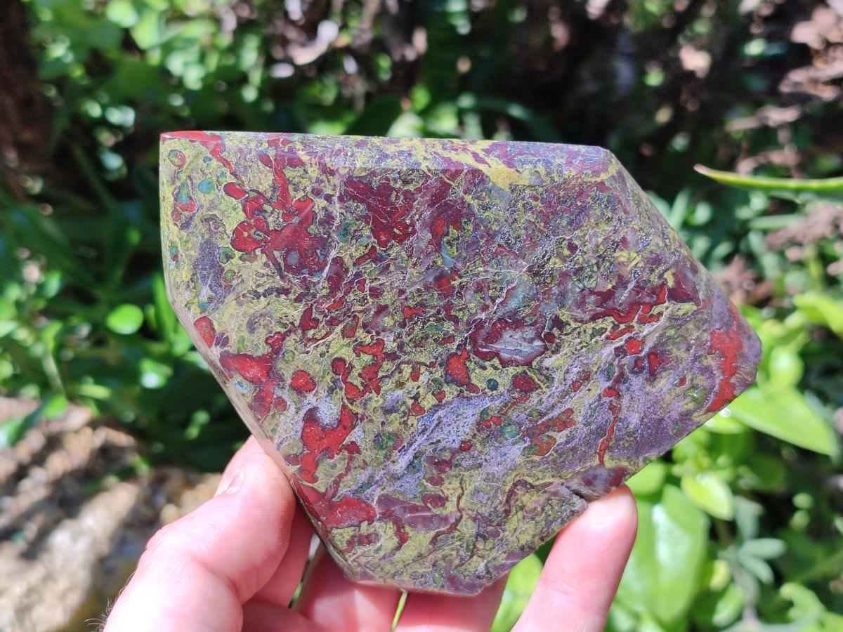 Polished Bastite Dragonsblood Stone Display Crystal x 2 From Tshipise, South Africa