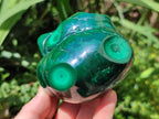 Polished Flower Banded Malachite Free Forms x 3 From Congo
