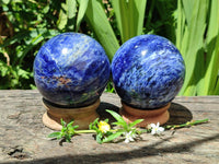 Polished Sodalite Spheres x 2 From Kunene River, Namibia
