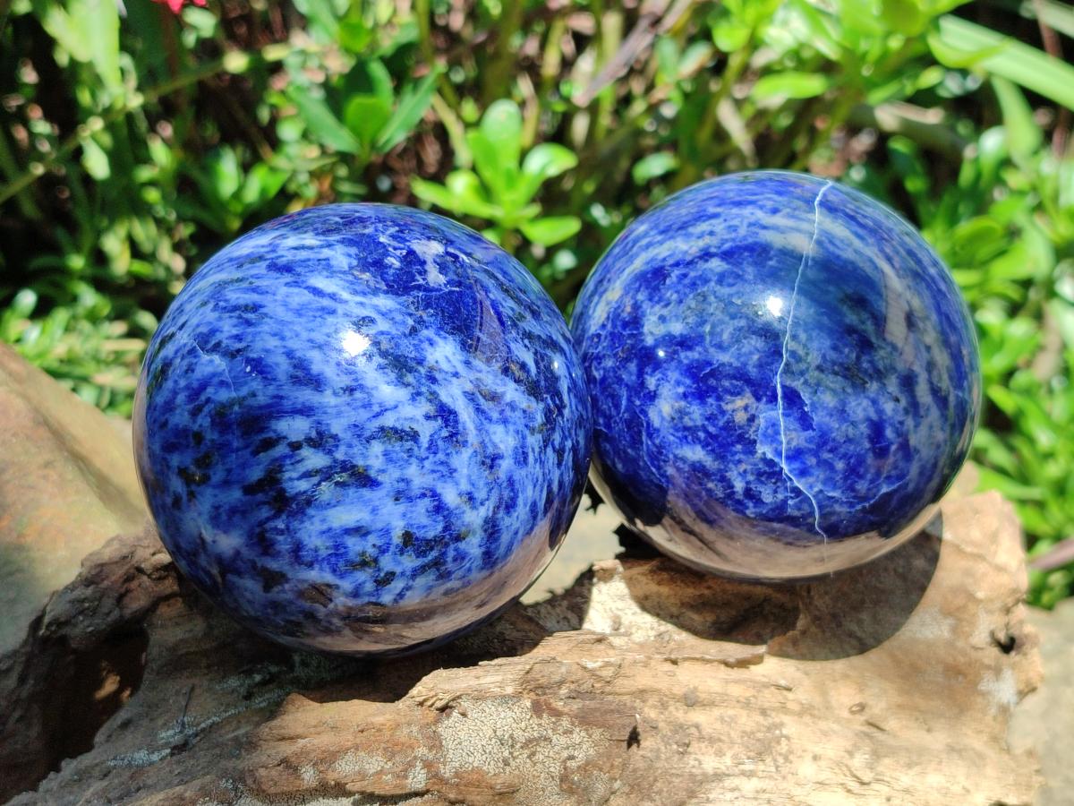 Polished Sodalite Spheres x 2 From Kunene River, Namibia