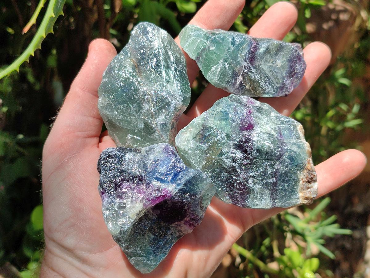 Natural Watermelon Fluorite Cobbed Specimens x 24 From Uis, Namibia