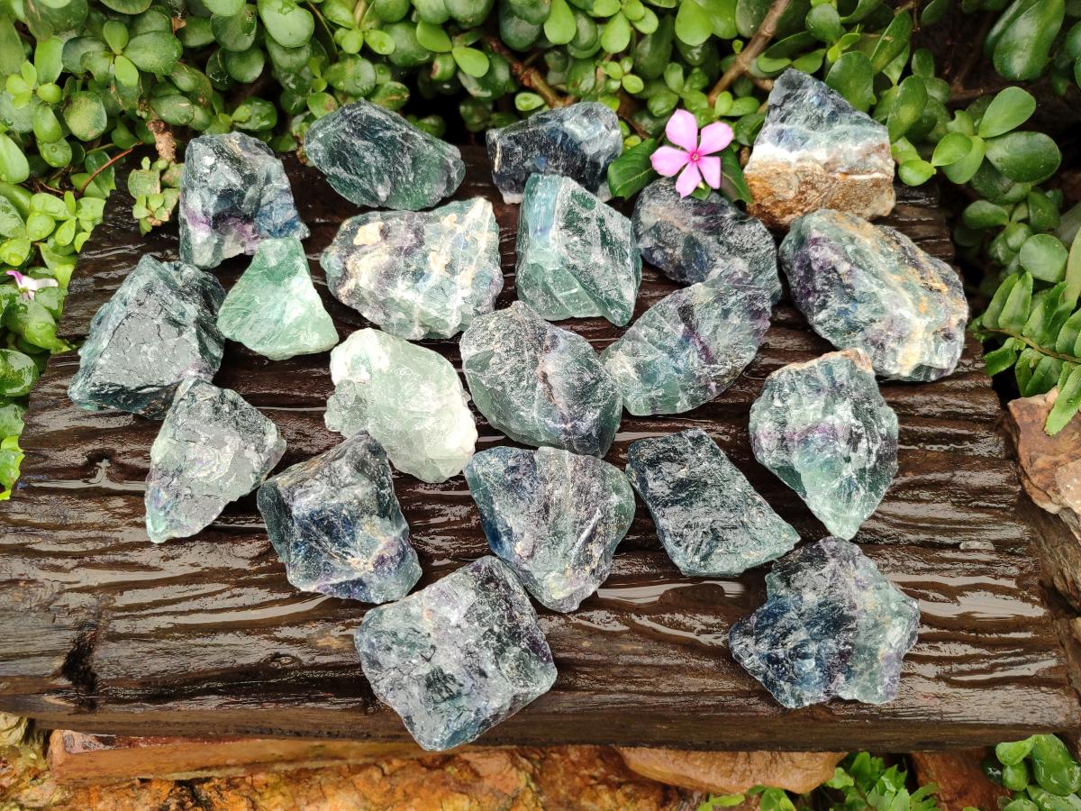 Natural Watermelon Fluorite Cobbed Specimens x 24 From Uis, Namibia