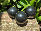 Polished Black Basalt Spheres x 12 From Madagascar
