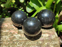 Polished Black Basalt Spheres x 12 From Madagascar