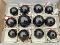 Polished Black Basalt Spheres x 12 From Madagascar
