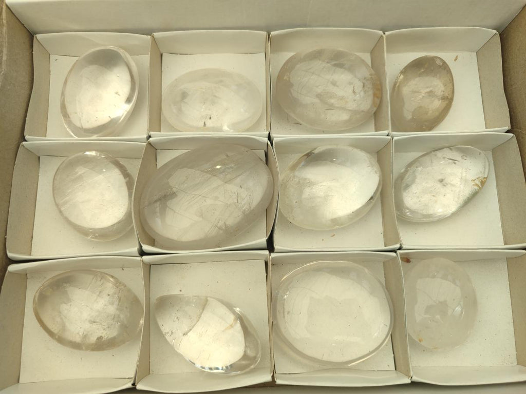 Polished Clear Rock Crystal Galets x 12 From Amoron’i Mania Madagascar