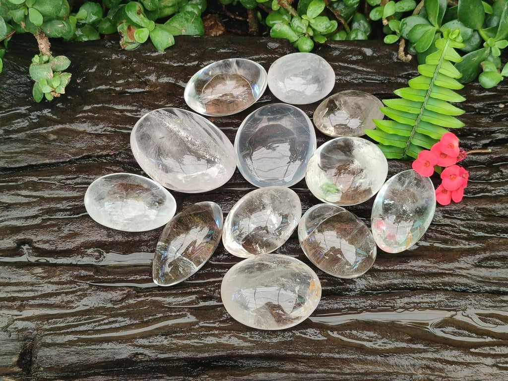 Polished Clear Rock Crystal Galets x 12 From Amoron’i Mania Madagascar