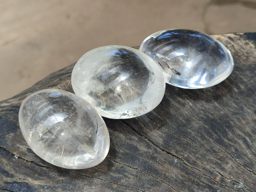 Polished Clear Rock Crystal Galets x 12 From Amoron’i Mania Madagascar