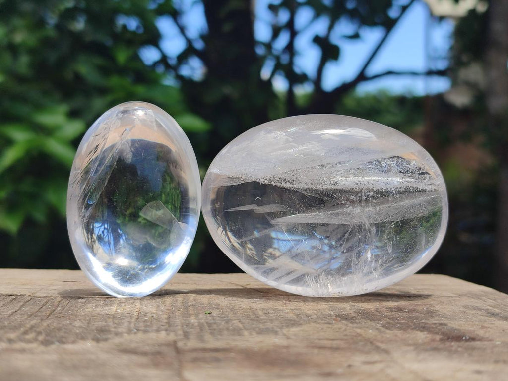 Polished Clear Rock Crystal Galets x 12 From Amoron’i Mania Madagascar