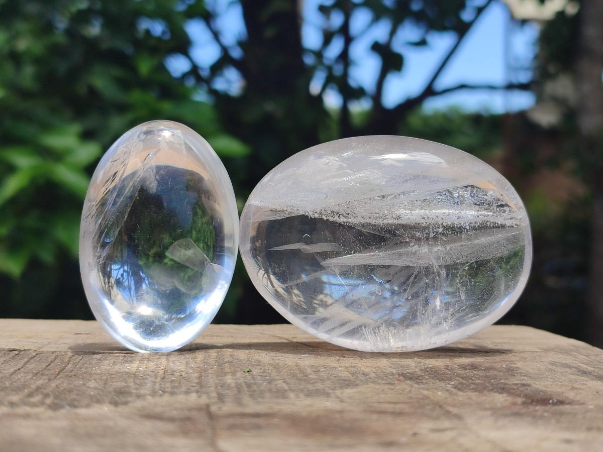 Polished Clear Rock Crystal Galets x 12 From Amoron’i Mania Madagascar