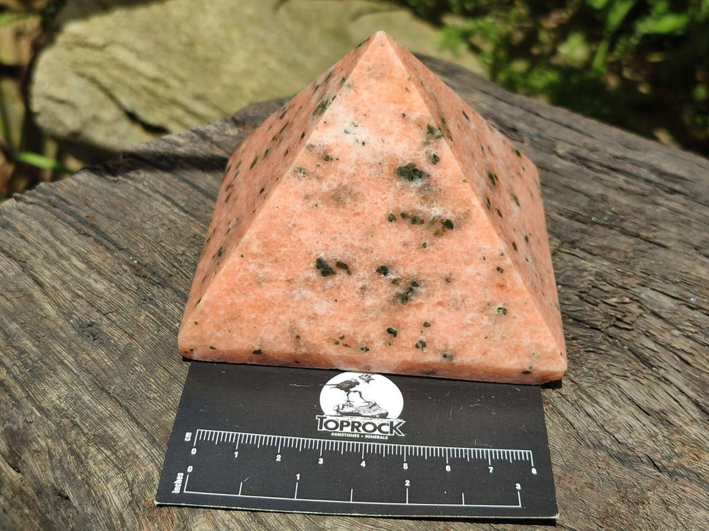 Polished Orange Calcite With Biotite Pyramids x 2 From Madagascar
